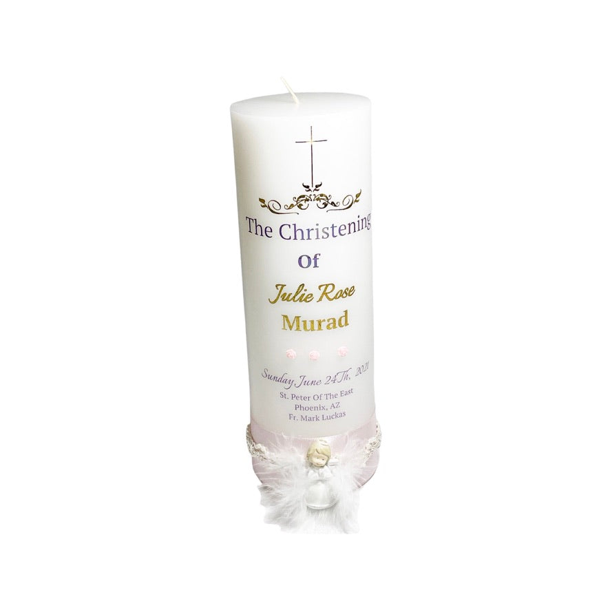 Angel - Baptism, Christening or First Communion Candle. ……..ITEM #SG1091